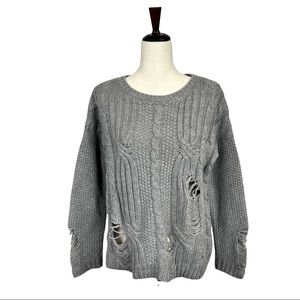 NWOT Charlotte Russe Ripped/Destroyed Twisted Cable Knit Crewneck Sweater
